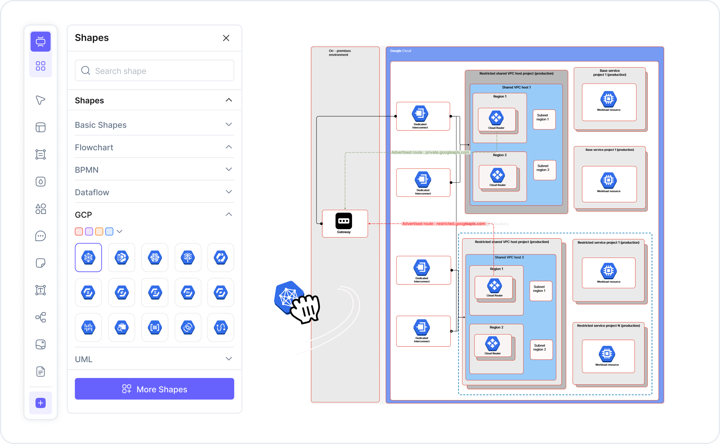 What is a GCP architecture diagram — example showing Google Cloud services in a multi-tier architecture